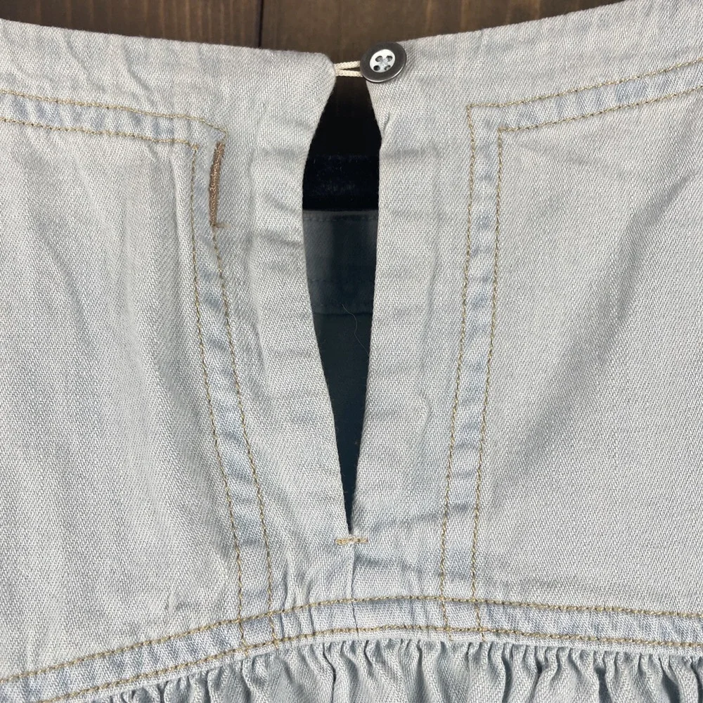NWT FREE PEOPLE We The Free - Moon City Denim Oversized  Boho Top Women's Size S